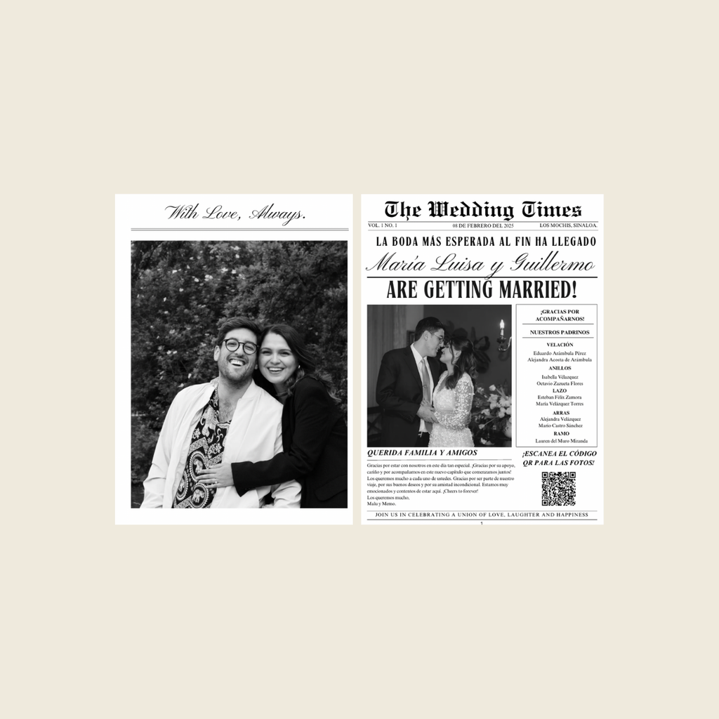 Plantilla de Periódico para Bodas