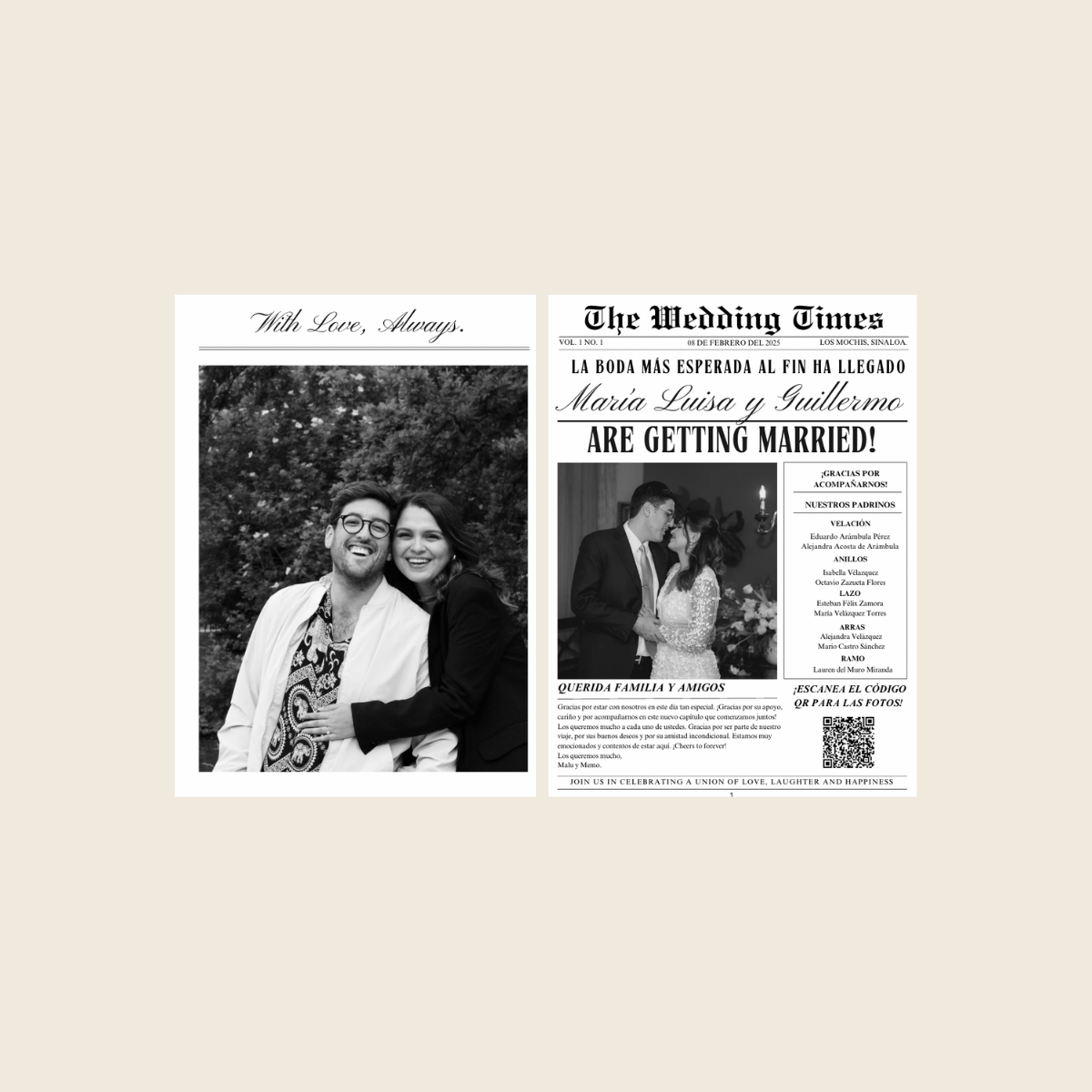 Plantilla de Periódico para Bodas