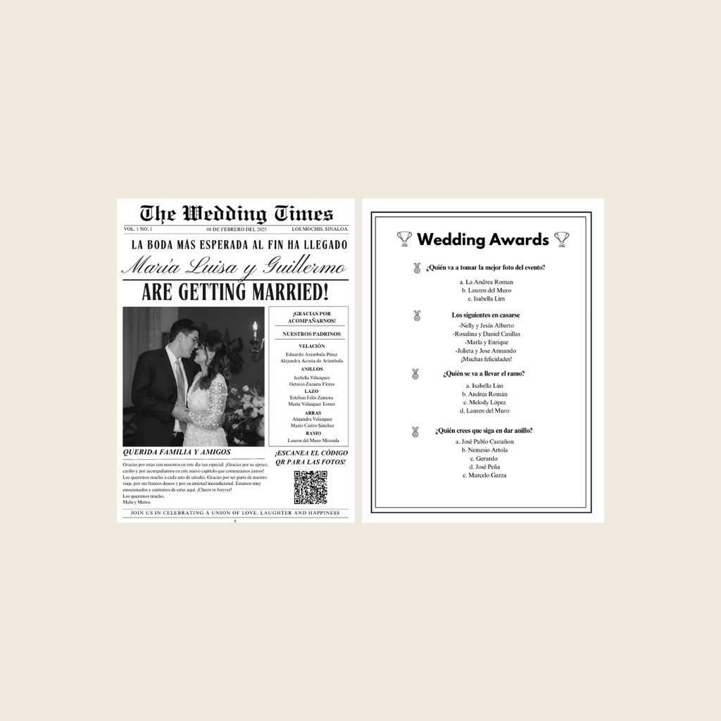 Plantilla de Periódico para Bodas